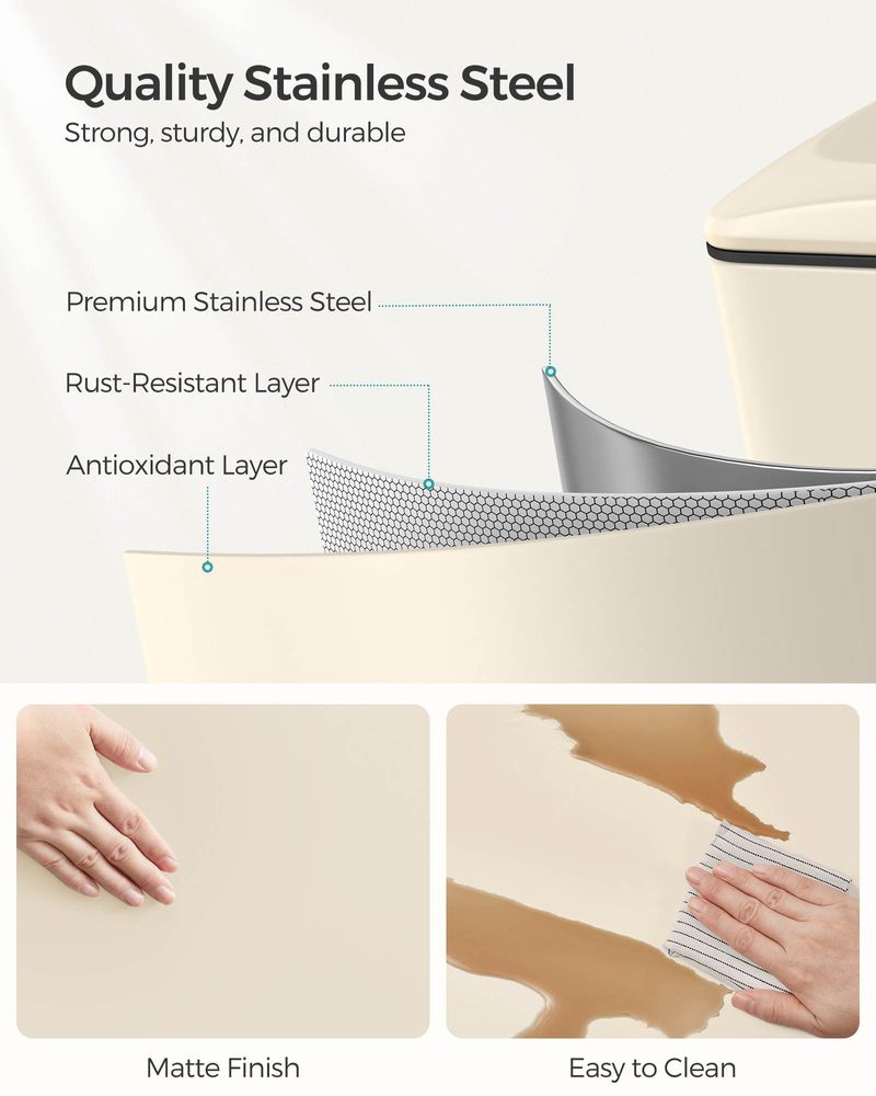 Garbage Can - 13 Gallon Slim - Soft Close Lid - Narrow Spaces