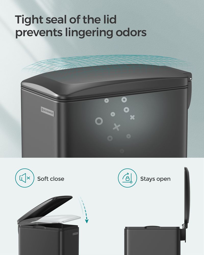 Garbage Can - 13 Gallon Slim - Soft Close Lid - Narrow Spaces