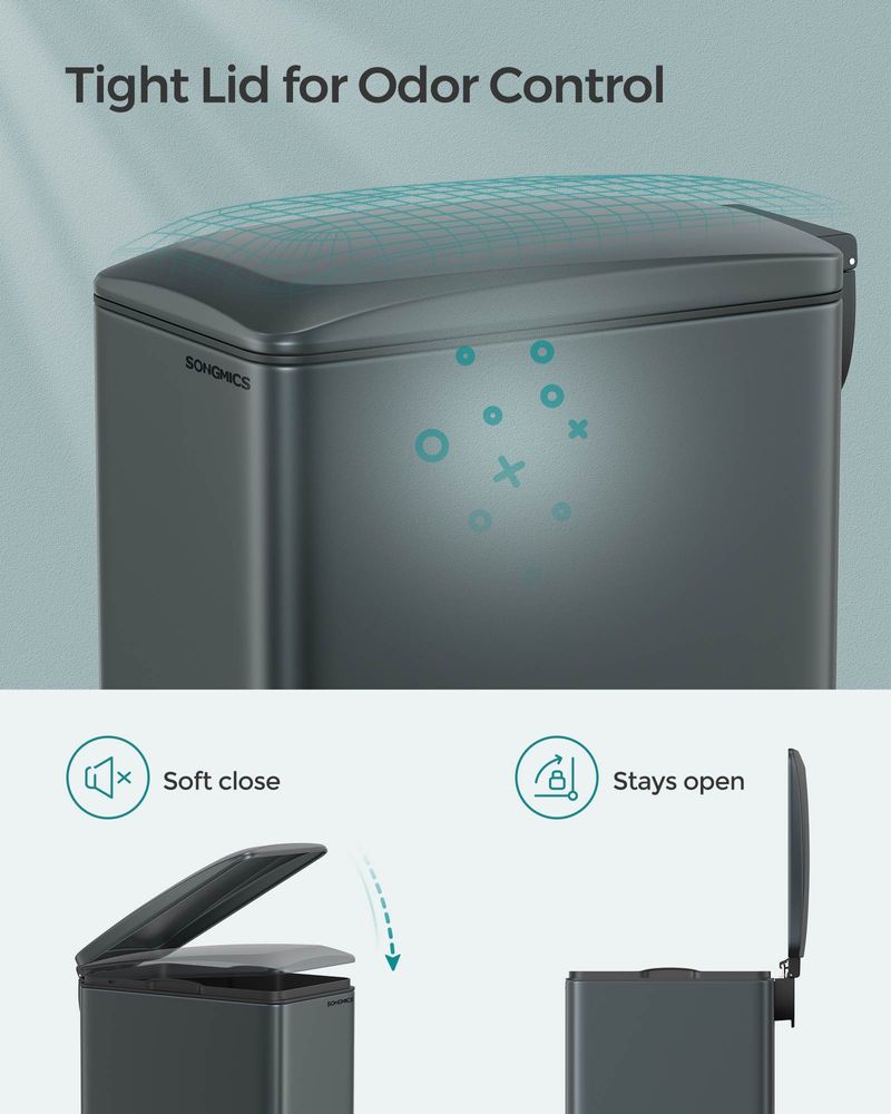 Garbage Can - 13 Gallon Slim - Soft Close Lid - Narrow Spaces