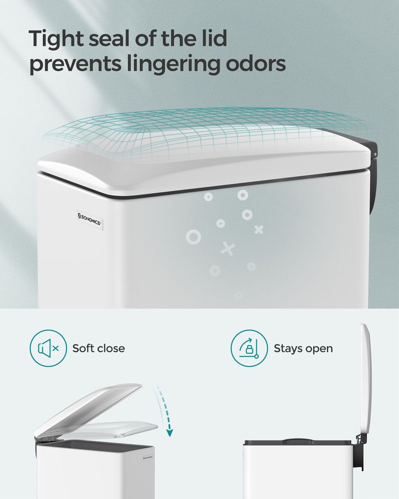 Garbage Can - 13 Gallon Slim - Soft Close Lid - Narrow Spaces