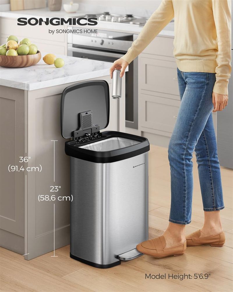 Trash Can - 13 & 18 Gallons Stainless Steel - Pedal Lid