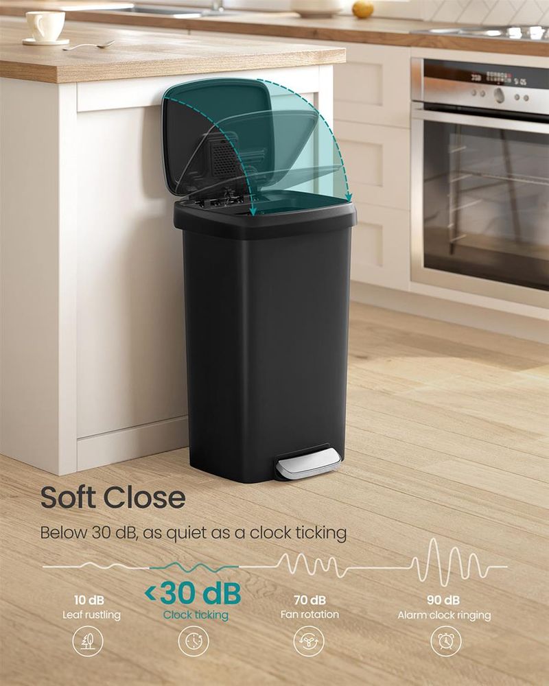 12 Gallon Kitchen Trash Can With Lid Soft Close Step Pedal Wheels