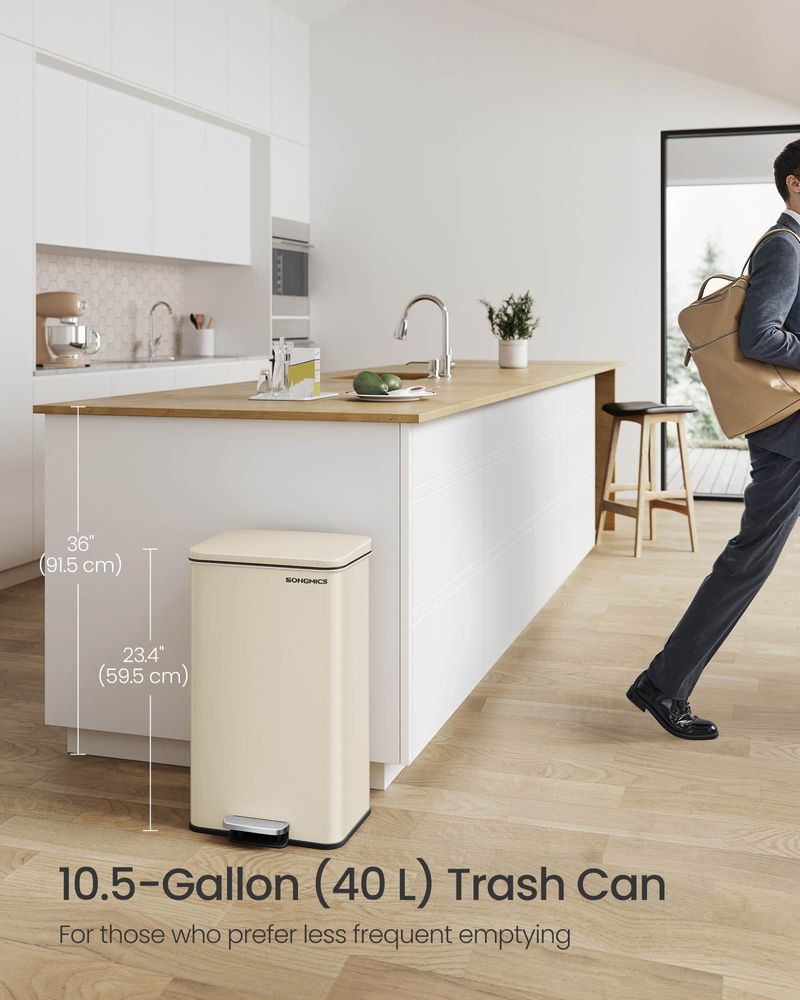 10.5 Gallon Kitchen Trash Can With Lid Soft Close Stainless Steel