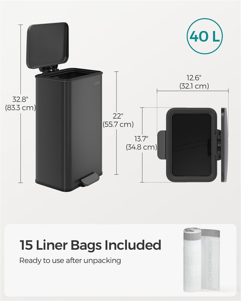 10.5 Gallon Kitchen Trash Can With Lid Soft Close Stainless Steel