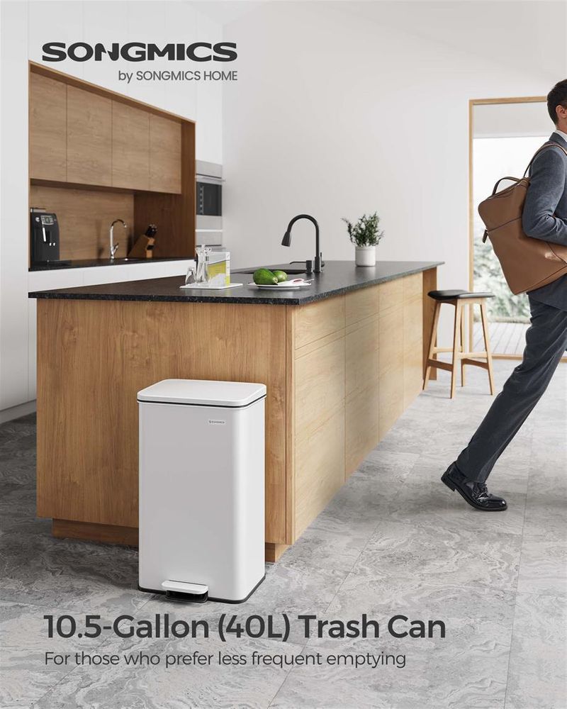 10.5 Gallon Kitchen Trash Can With Lid Soft Close Stainless Steel