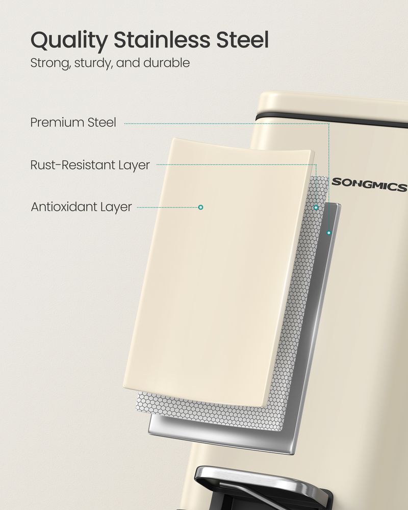 Small Trash Bin With Lid – Step Pedal – Slim Bathroom Design