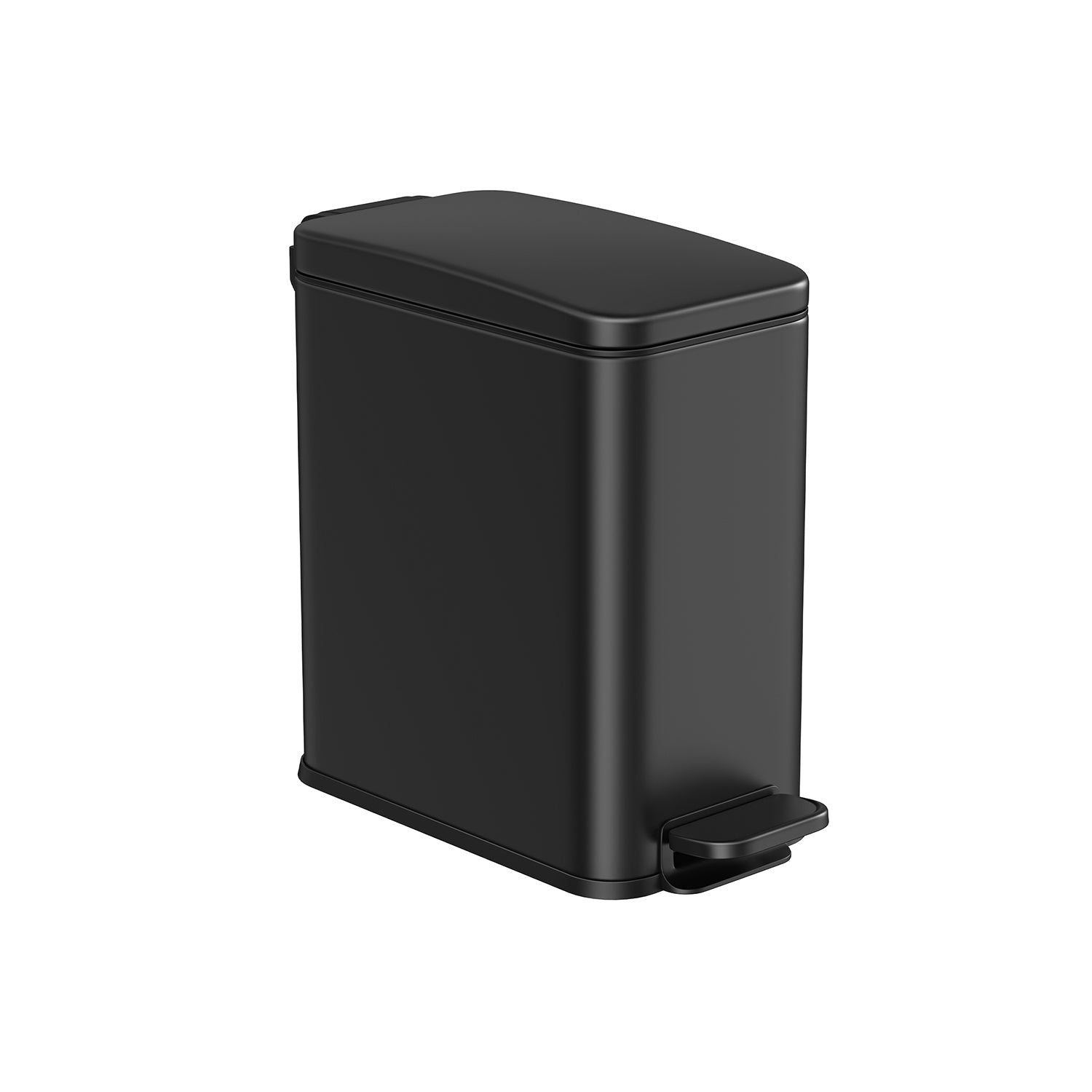 Small Trash Bin With Lid – Step Pedal – Slim Bathroom Design