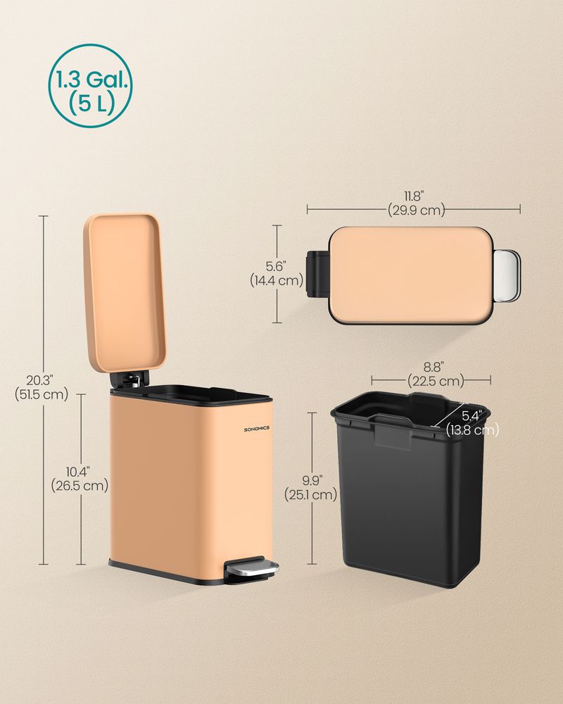 Small Trash Bin With Lid – Step Pedal – Slim Bathroom Design