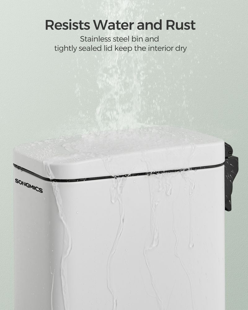 Small Trash Bin With Lid – Step Pedal – Slim Bathroom Design