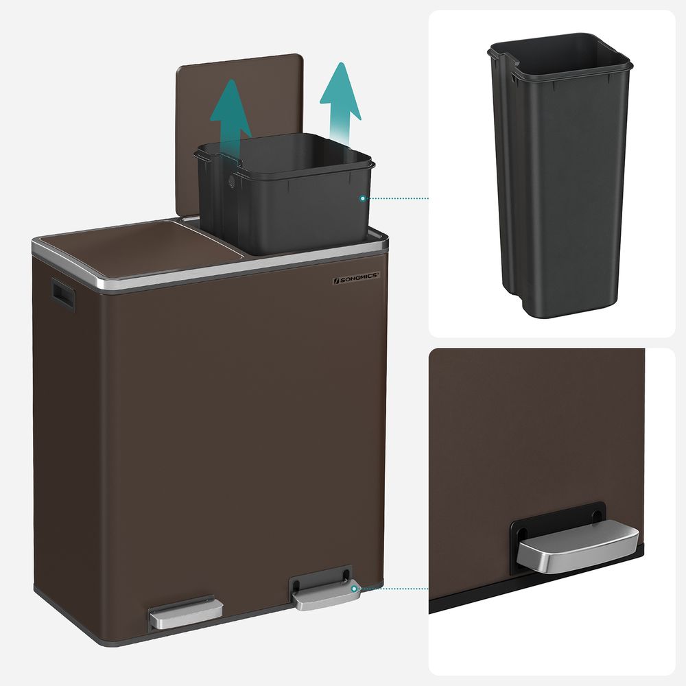 Trash Can - 2 x 8 Gallon - 2 Inner Buckets - Kitchen Use