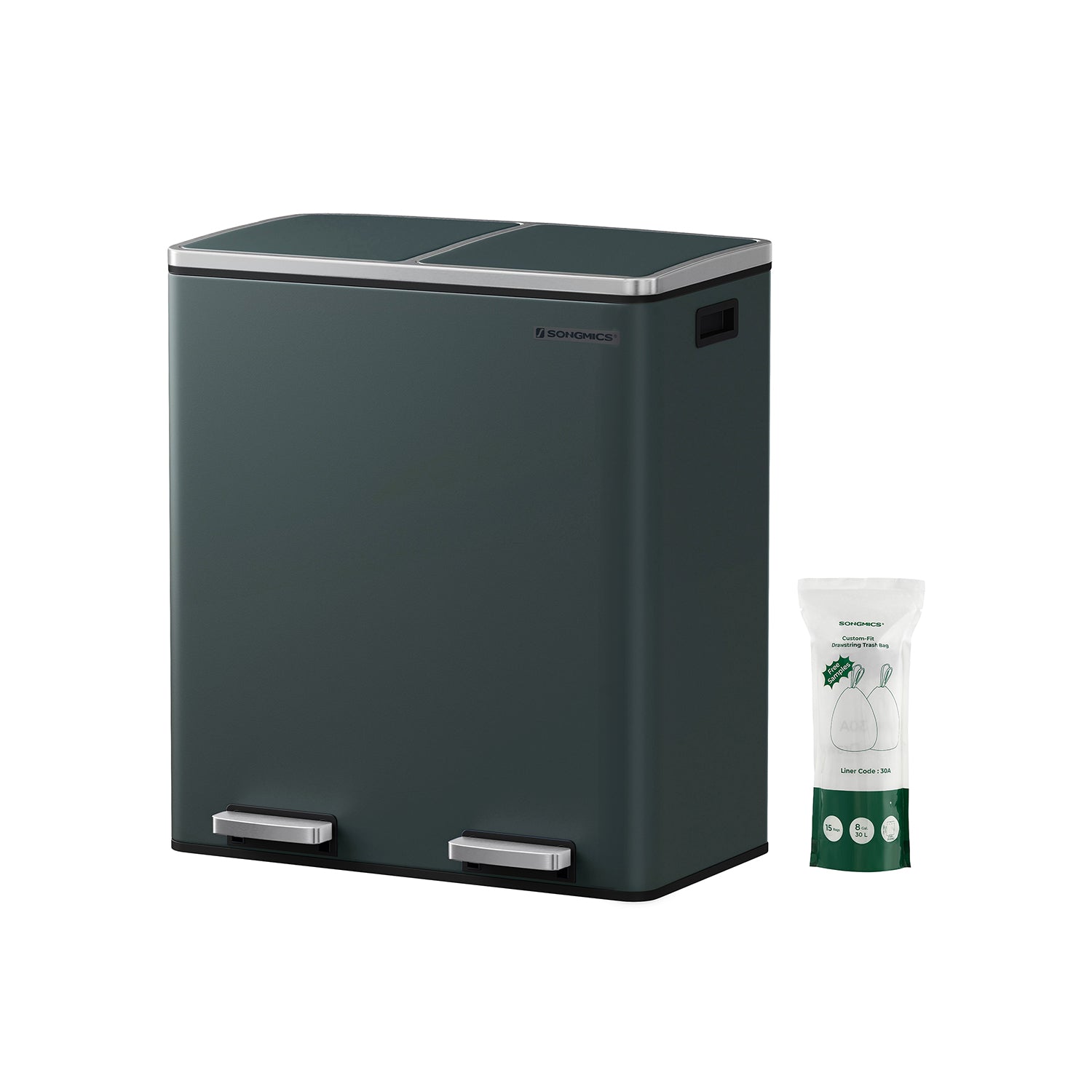 Trash Can - 2 x 8 Gallon - 2 Inner Buckets - Kitchen Use