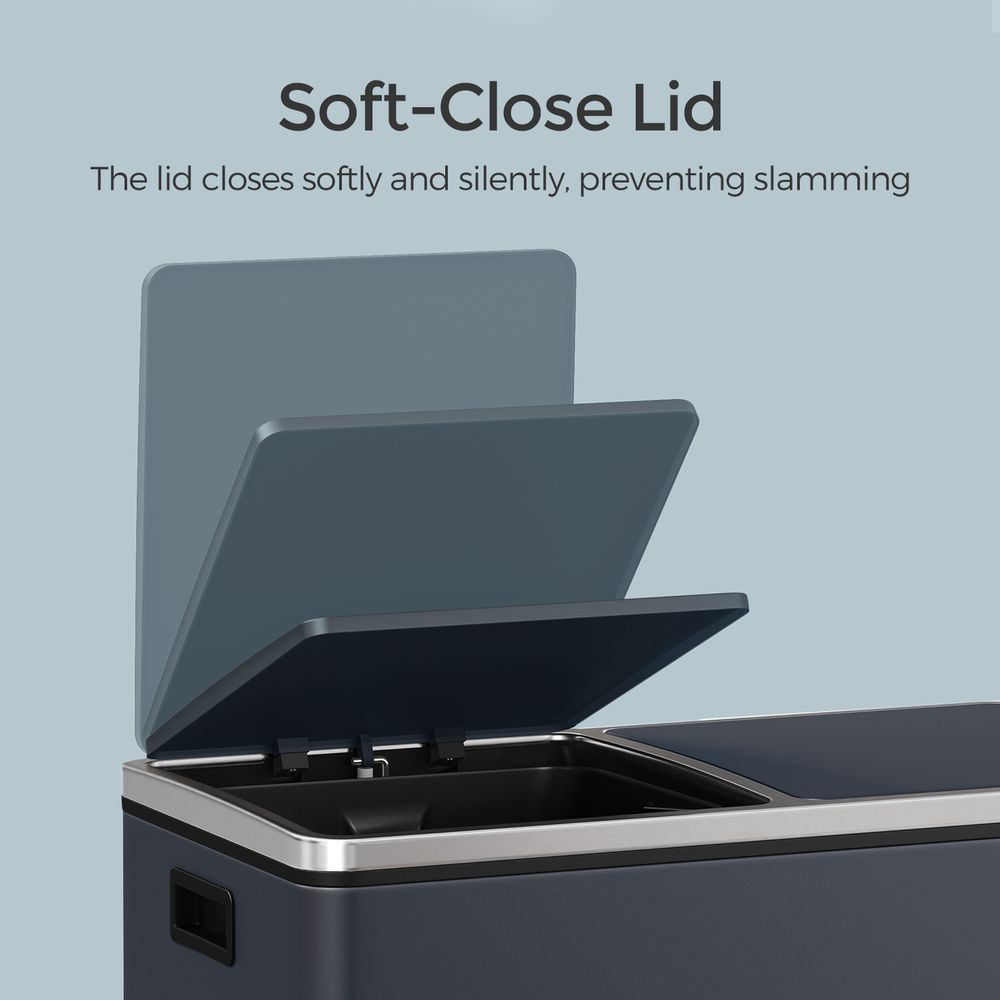 Double Trash Can With 2 Compartments – 2 x 8 Gallon – Soft Close Step Bin