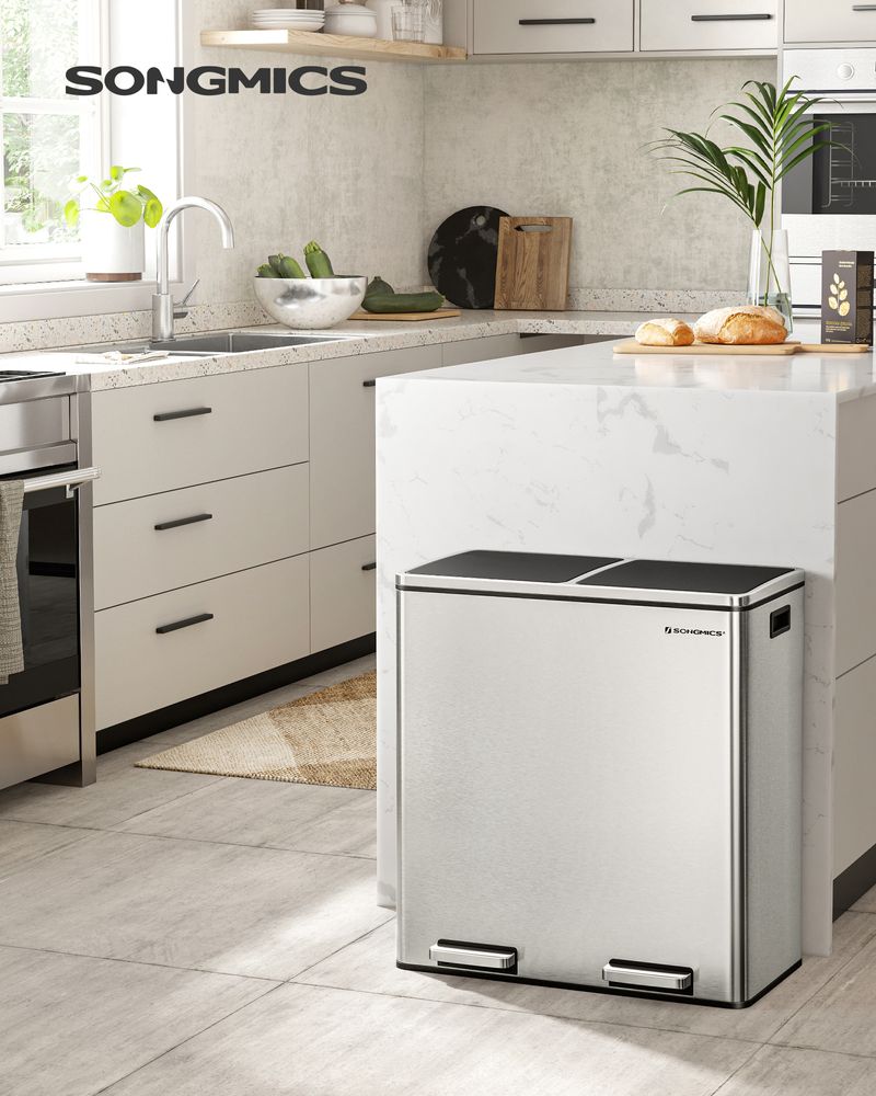 Trash Can - 2 x 8 Gallon - 2 Inner Buckets - Kitchen Use