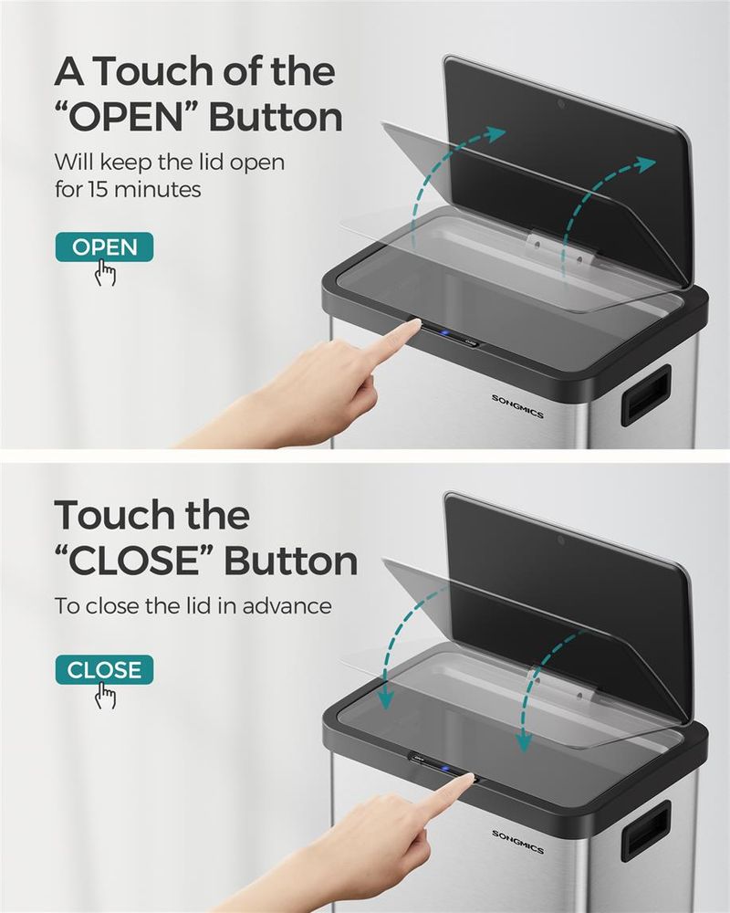 18 Gallon Motion Sensor Trash Can – Hands-Free – Soft Close Lid