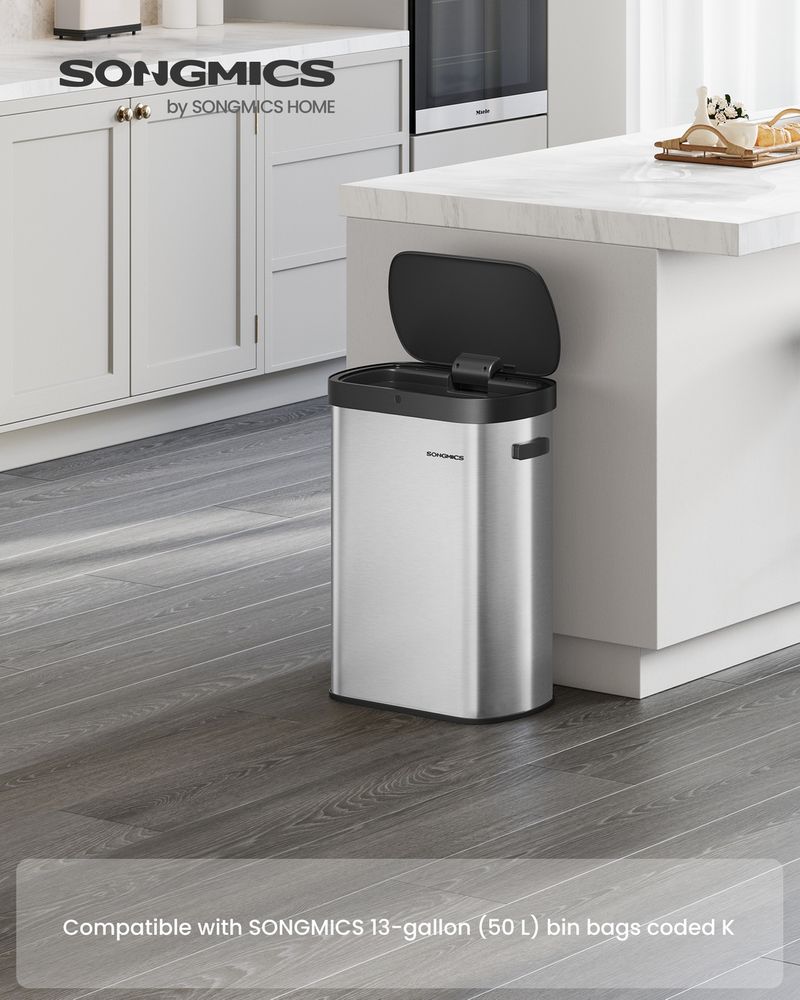 13 Gallon Motion Sensor Trash Can – Dual Open – Soft Close Lid