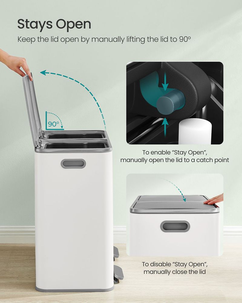 Double Kitchen Trash Can – 2 x 10.6 Gallon – Step Pedal Soft Close