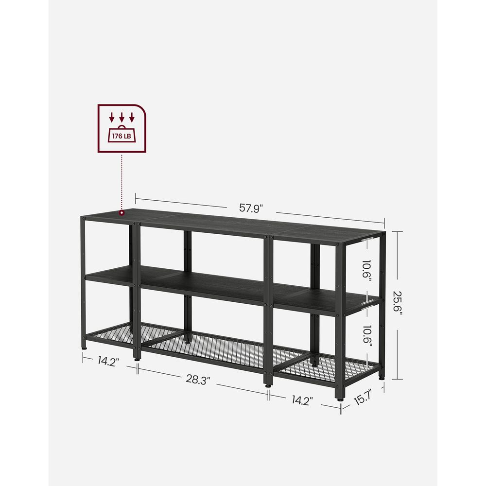 TV Stand - For 65 Inch TVs - Open Storage With Adjustable Shelves