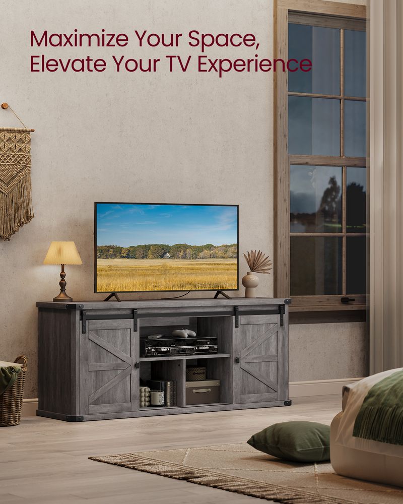TV Stand - Farmhouse Style - With Charging Station - For Up To 65 Inch TVs
