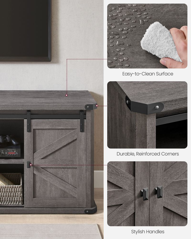 TV Stand - Farmhouse Style - With Charging Station - For Up To 65 Inch TVs