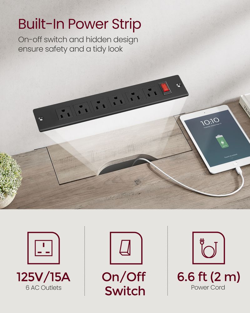 TV Stand - Farmhouse Style - With Charging Station - For Up To 65 Inch TVs