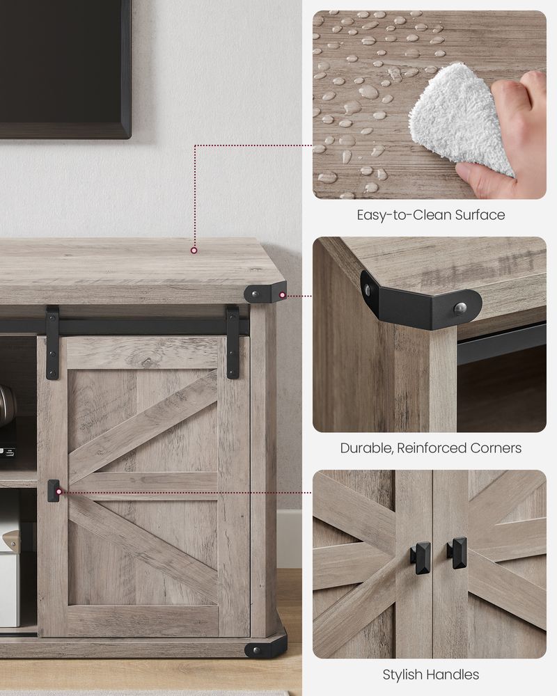 TV Stand - Farmhouse Style - With Charging Station - For Up To 65 Inch TVs