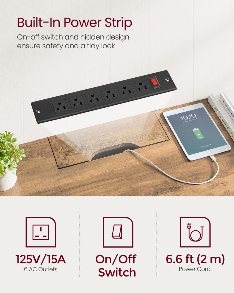 TV Stand - Farmhouse Style - With Charging Station - For Up To 65 Inch TVs