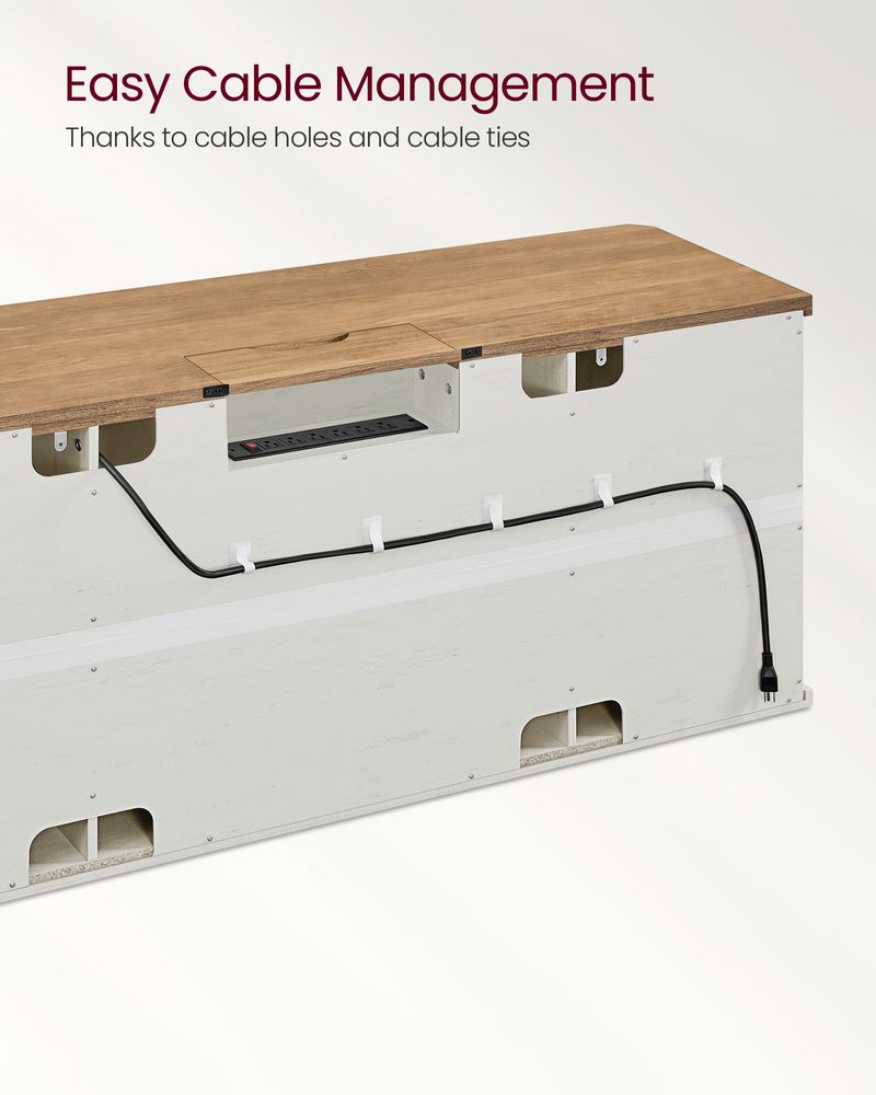 TV Stand - Farmhouse Style - With Charging Station - For Up To 65 Inch TVs