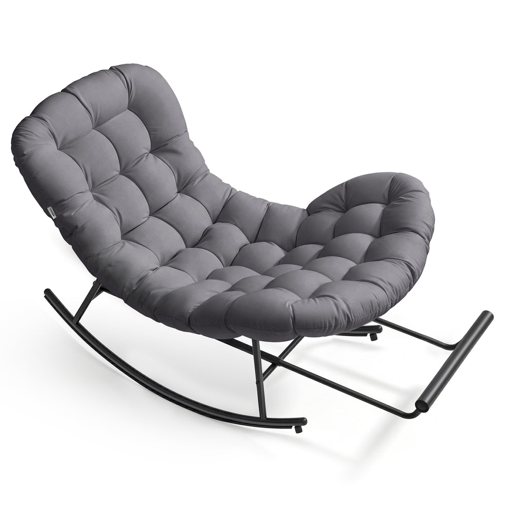 Papasan Rocking Chair – Adjustable Footrest – Cushioned Lounge Chair