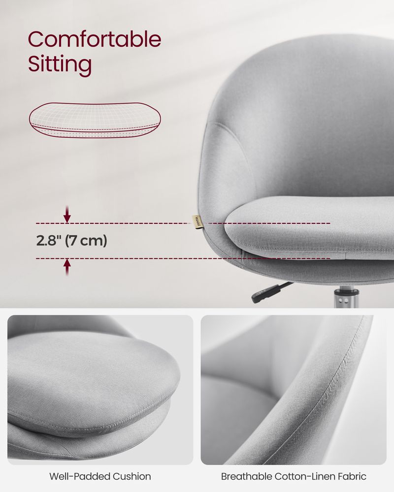 Ergonomic Swivel Vanity Chair - With Back And Wheels