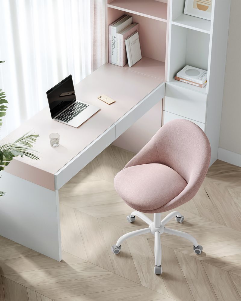 Ergonomic Swivel Vanity Chair - With Back And Wheels