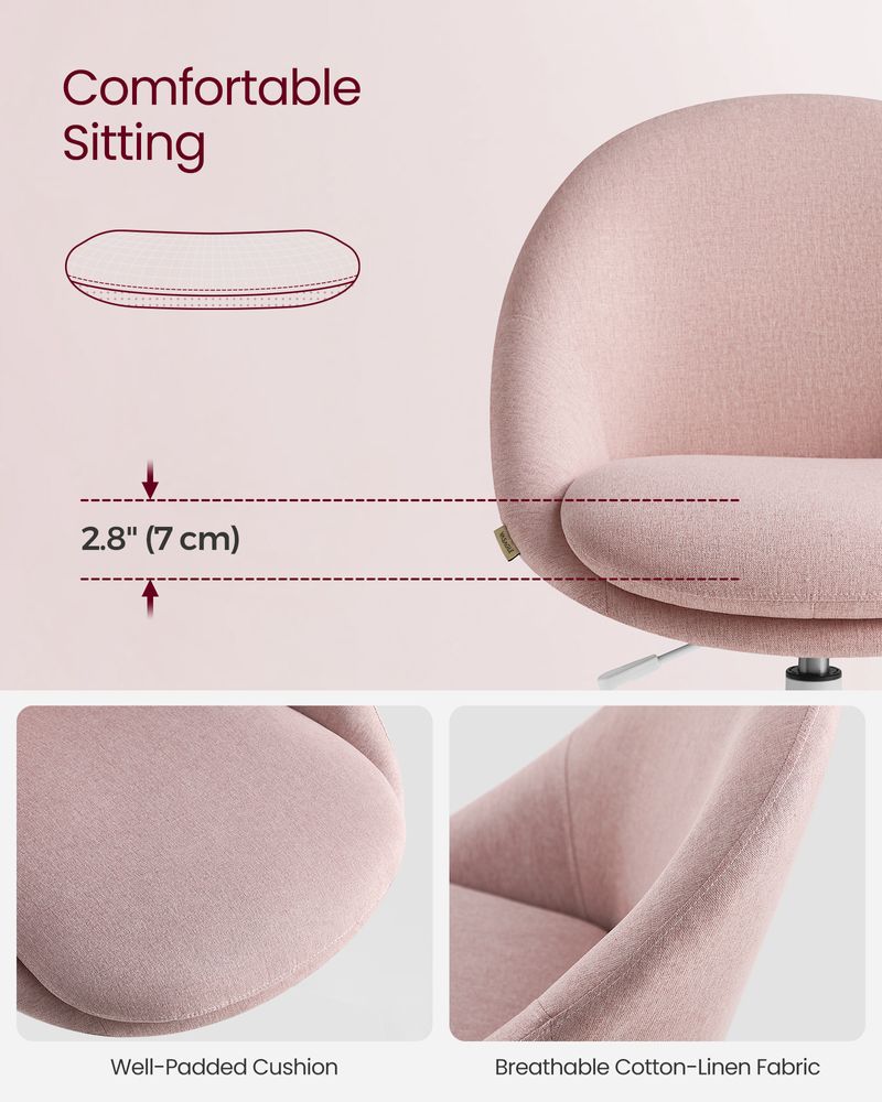 Ergonomic Swivel Vanity Chair - With Back And Wheels