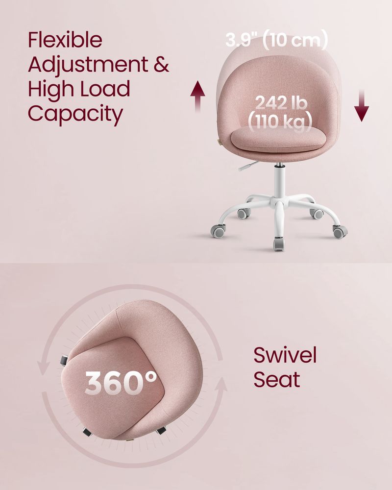 Ergonomic Swivel Vanity Chair - With Back And Wheels