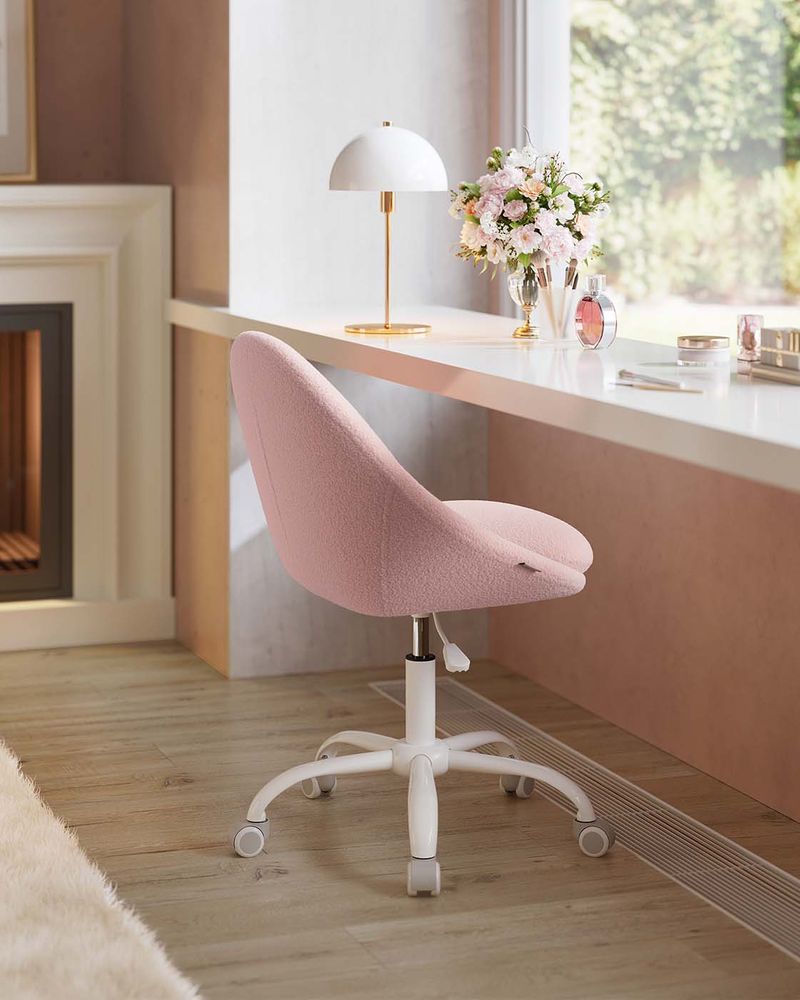 Ergonomic Swivel Vanity Chair - With Back And Wheels