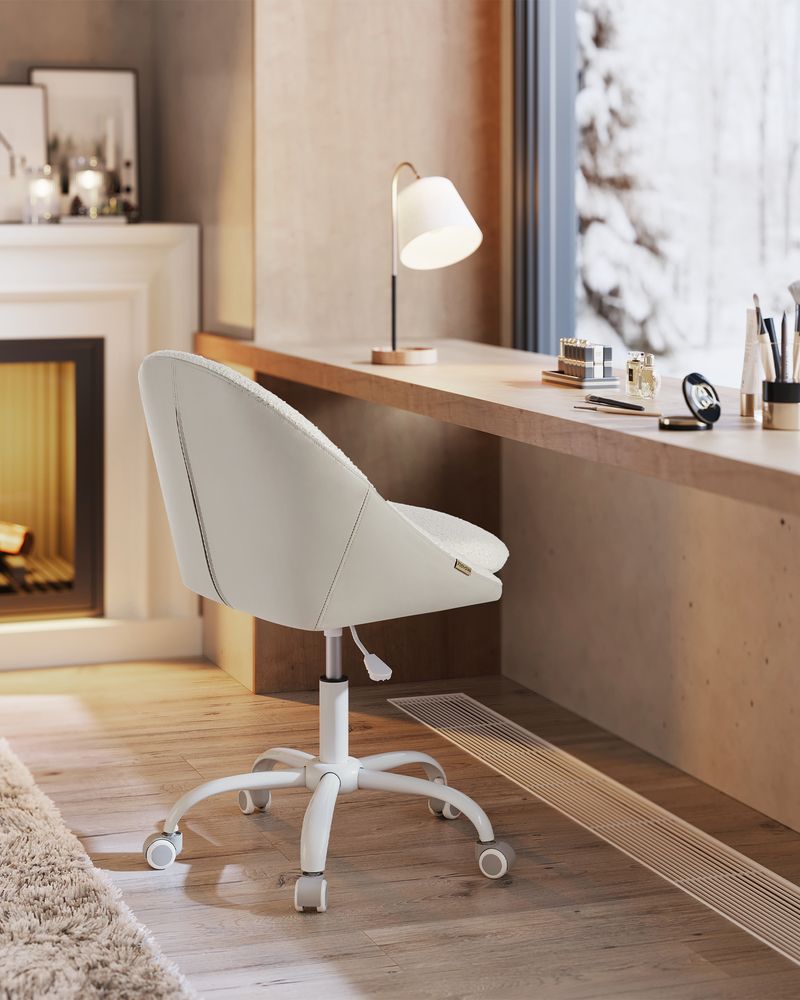 Ergonomic Swivel Vanity Chair - With Back And Wheels