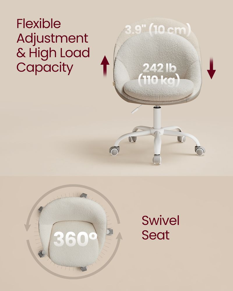 Ergonomic Swivel Vanity Chair - With Back And Wheels