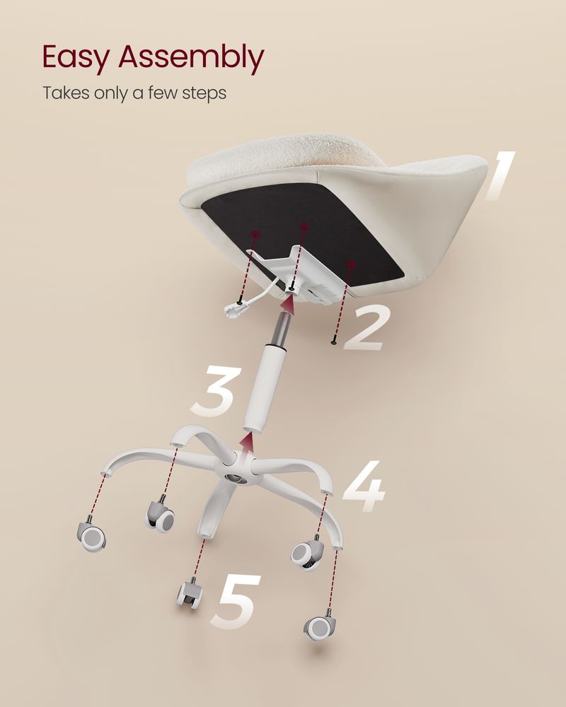 Ergonomic Swivel Vanity Chair - With Back And Wheels