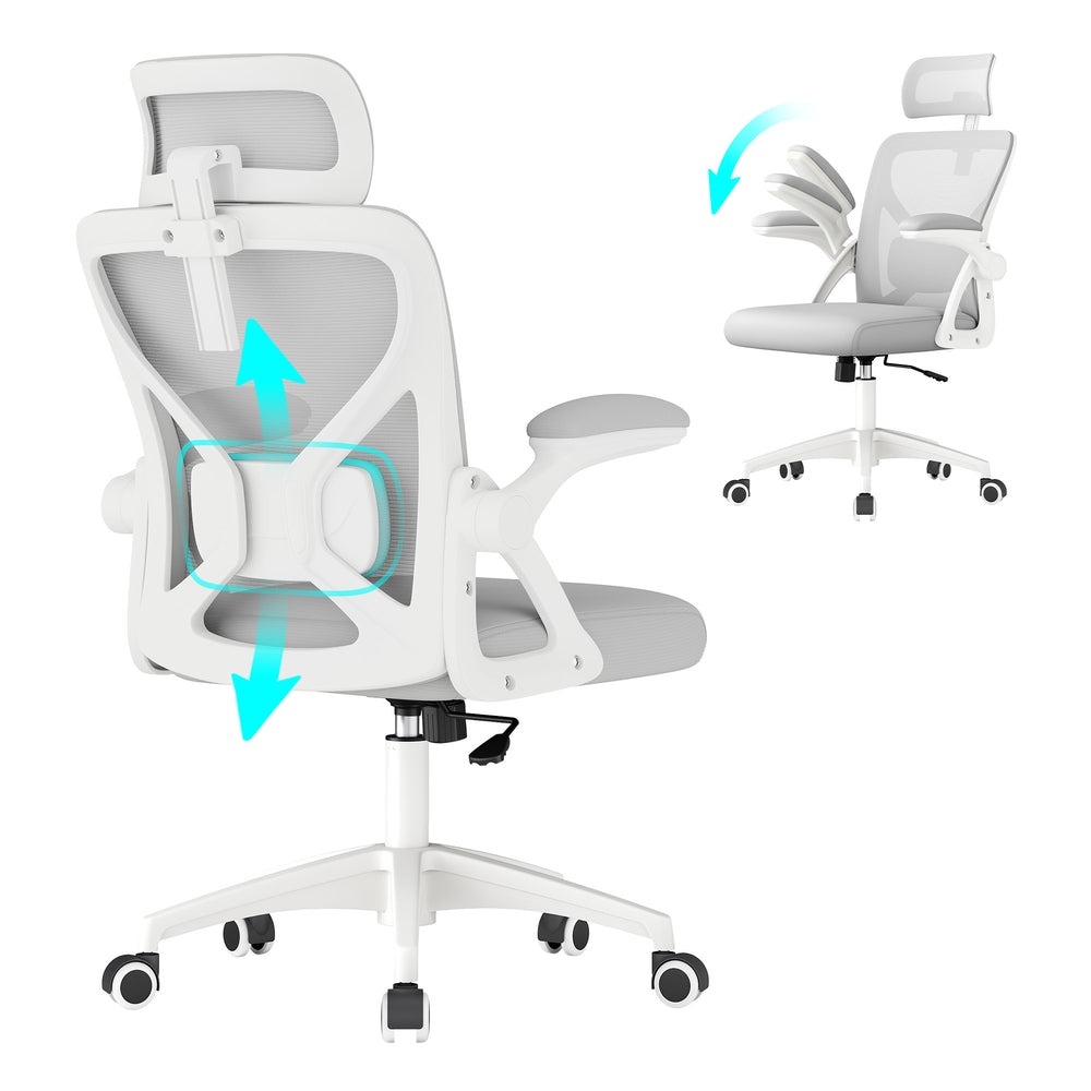 Office Chair – Ergonomic Mesh Back – Adjustable Lumbar Support & Headrest