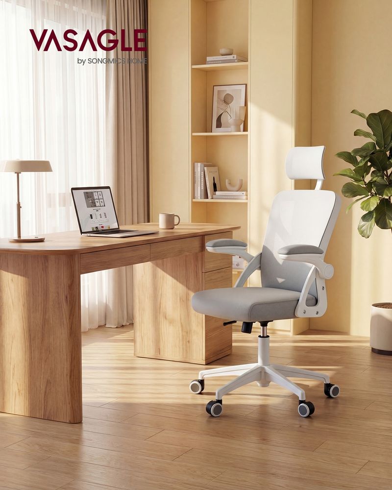 Office Chair – Ergonomic Mesh Back – Adjustable Lumbar Support & Headrest