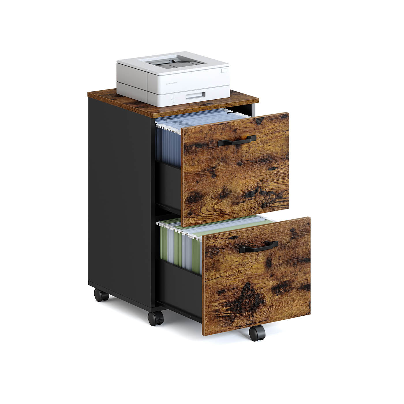 File Cabinet - 2 Drawer - Small Rolling - Lockable Rustic