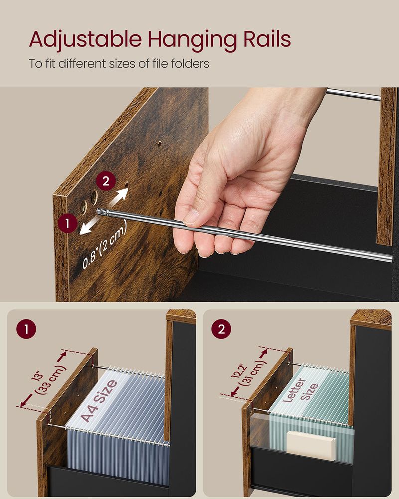 File Cabinet - 2 Drawer - Small Rolling - Lockable Rustic