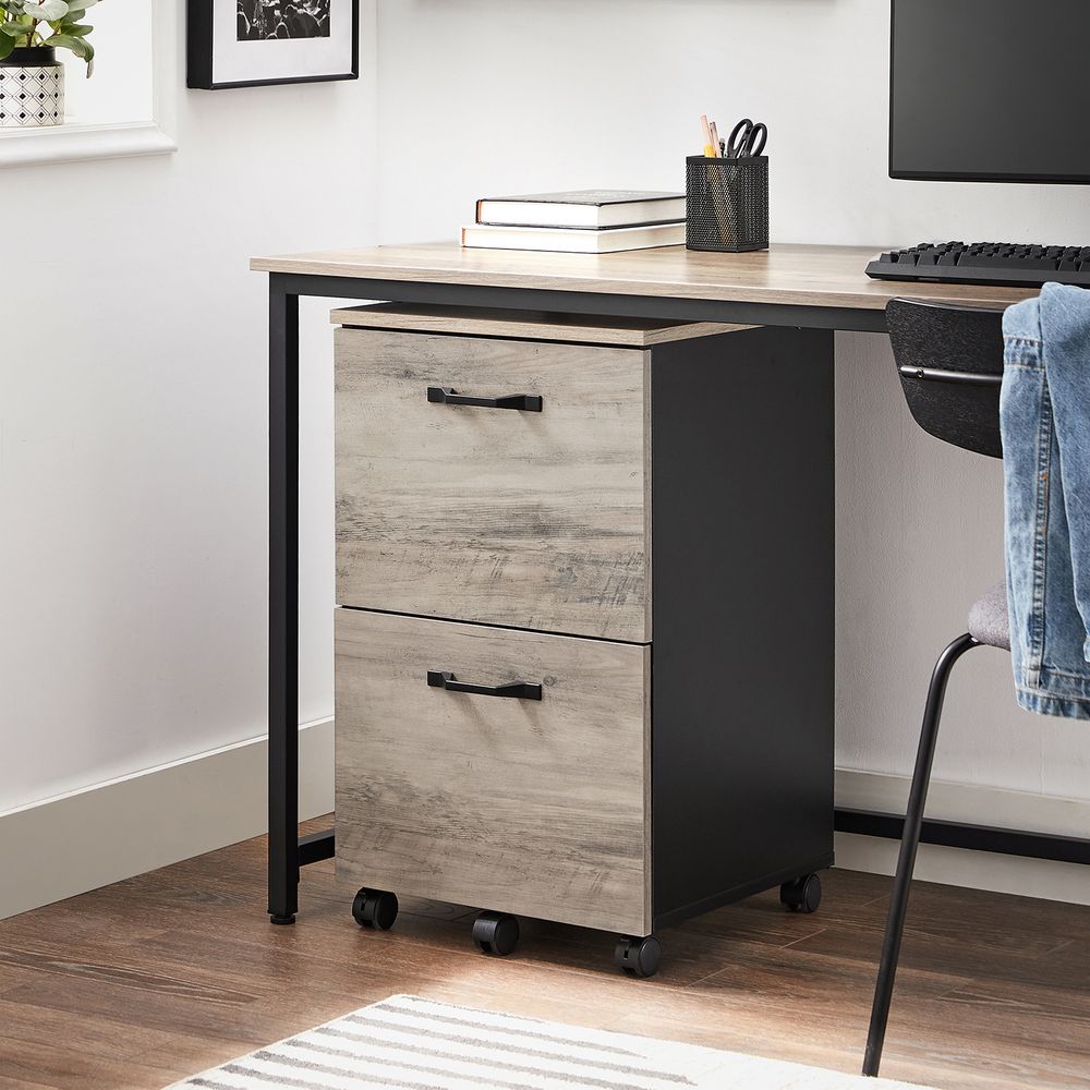 File Cabinet - 2 Drawer - Small Rolling - Lockable Rustic