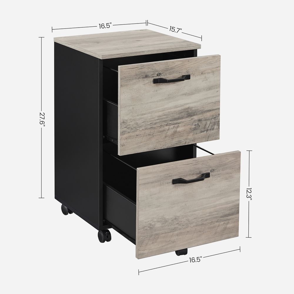 File Cabinet - 2 Drawer - Small Rolling - Lockable Rustic