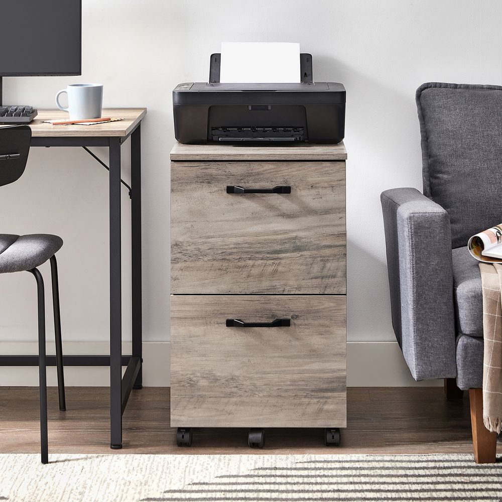 File Cabinet - 2 Drawer - Small Rolling - Lockable Rustic