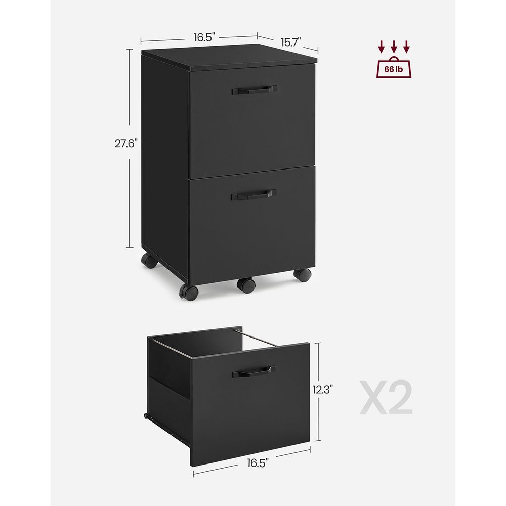 File Cabinet - 2 Drawer - Small Rolling - Lockable Rustic