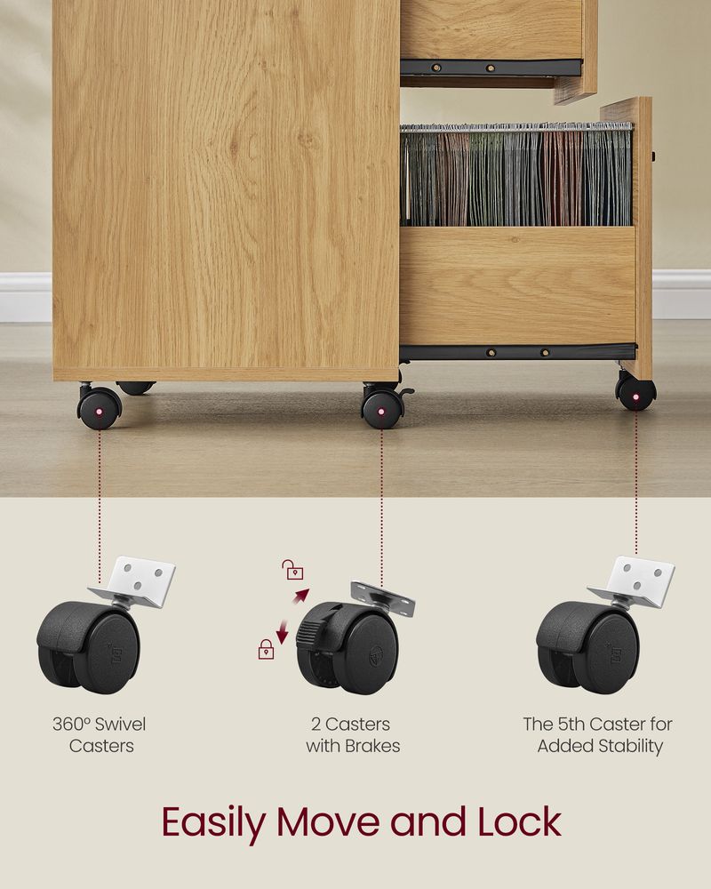 File Cabinet - 2 Drawer - Small Rolling - Lockable Rustic