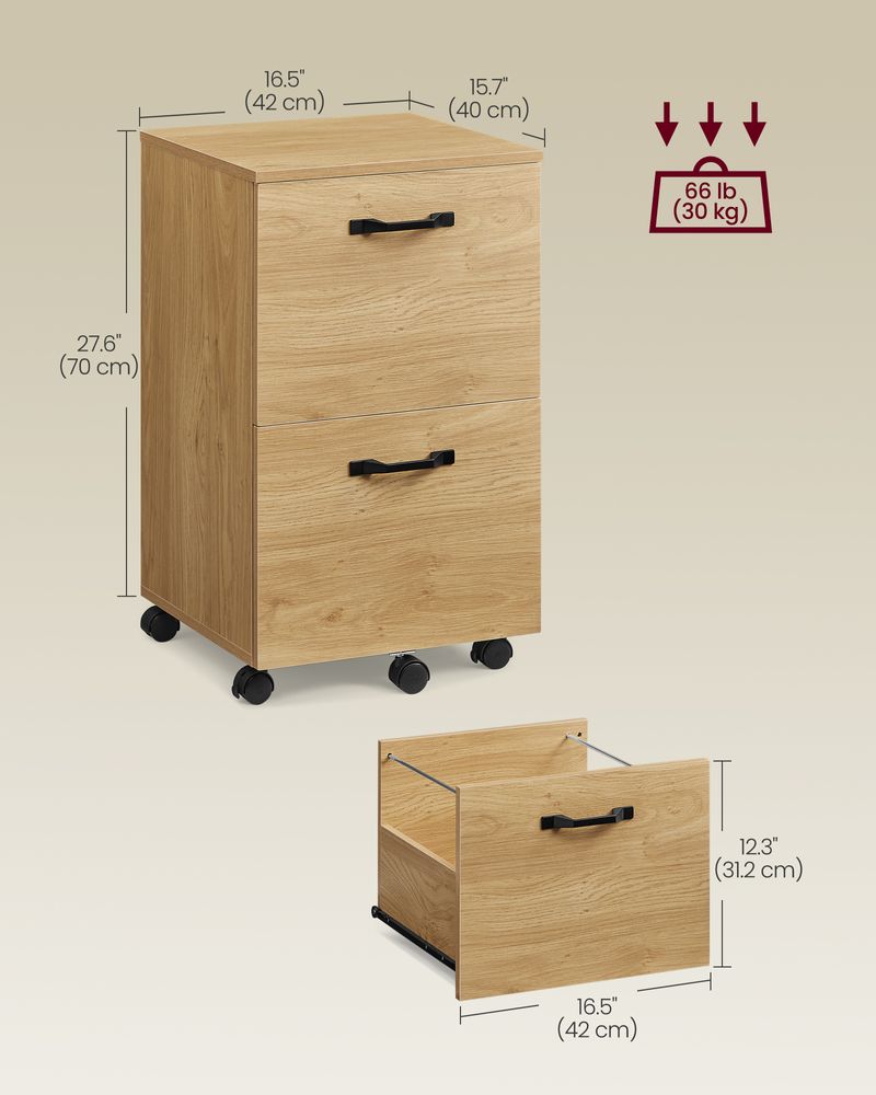 File Cabinet - 2 Drawer - Small Rolling - Lockable Rustic