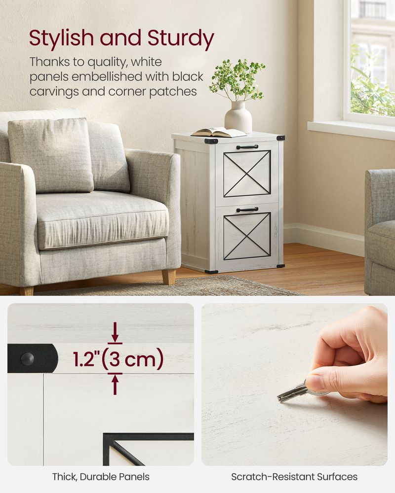 File Cabinet With 2 File Drawers – Fits A4 – Farmhouse Office Storage