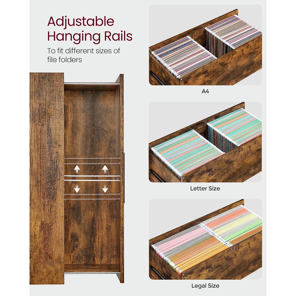 File Cabinet With 2 Drawers – Fits A4, Letter & Legal – Lateral Storage