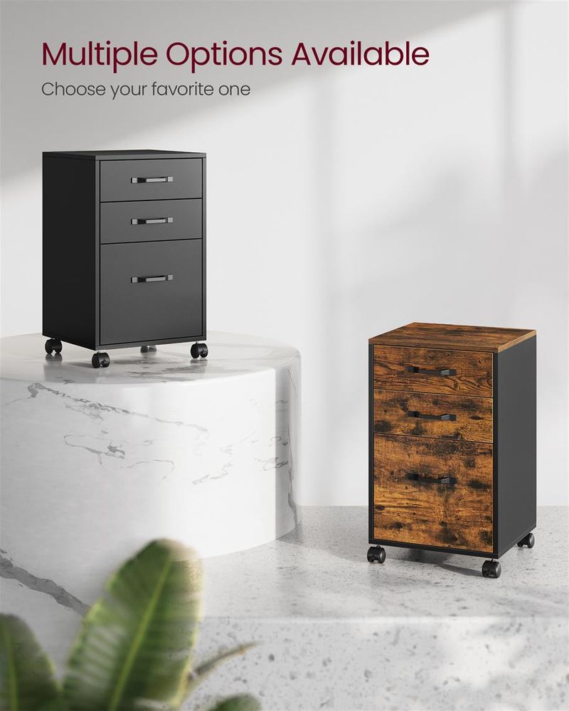 Filing Cabinet – 3 Drawers & Wheels – A4 and Letter File Storage