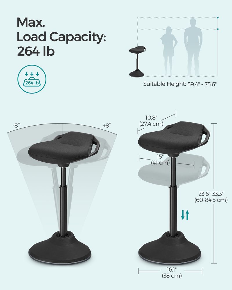 Standing Desk Chair - Adjustable Height - Ergonomic Sit Stand Stool